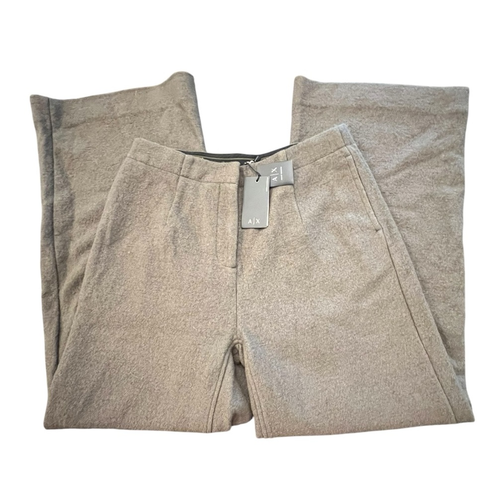 Armani Exchange Wool Blend Trousers NEW $160 Tan Wide Leg Professional Preppy